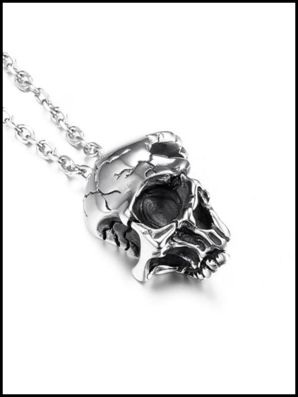 Stainless Steel Skull Pendant Necklace Gothic Punk 24 Inch Chain Men